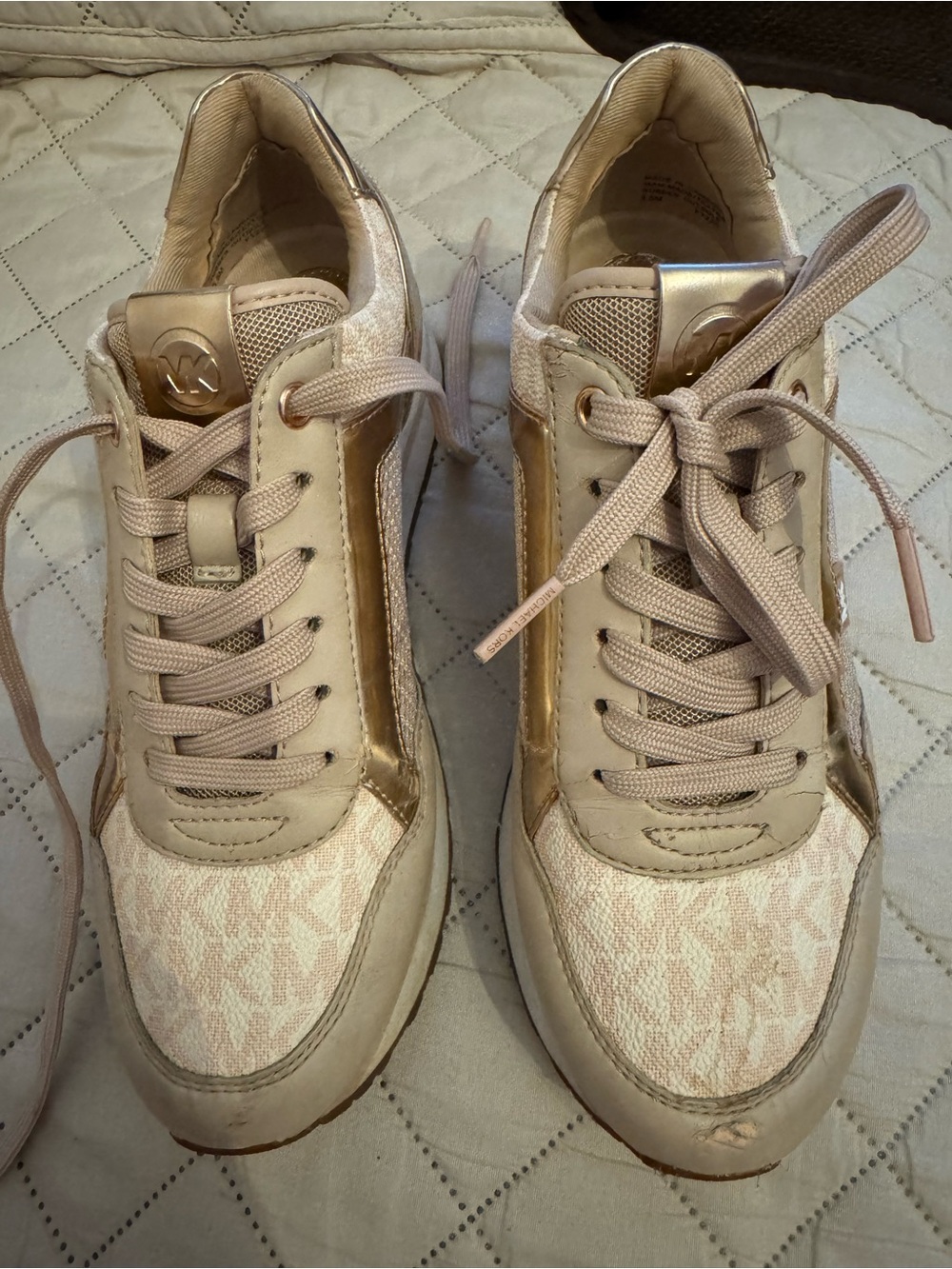 Michael Kors Pink and Gold Logo Low-Top Sneakers